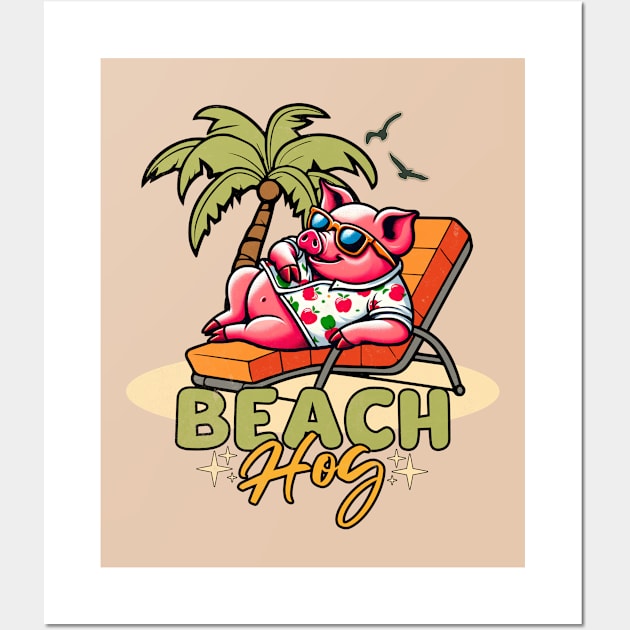 Summer Beach Pig Wall Art by alcoshirts